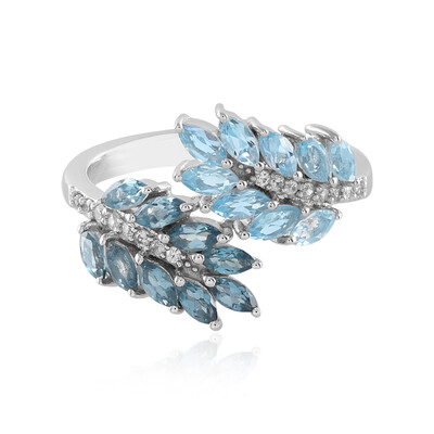 Anillo en plata con Topacio azul suizo (de Melo)