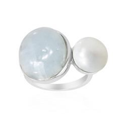 Anillo en plata con Piedra de Luna arcoíris
