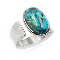 Anillo en plata con Turquesa azul cuprífera (Faszination Türkis)