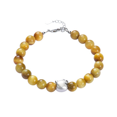 Brazalete en plata con Ojo de tigre dorado