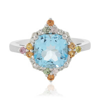 Anillo en plata con Topacio azul cielo