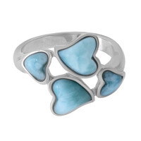 Anillo en plata con Larimar