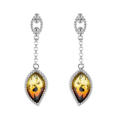 Pendientes en plata con Ámbar báltico