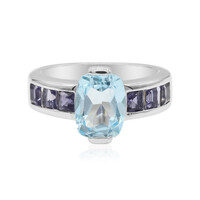 Anillo en plata con Topacio azul cielo