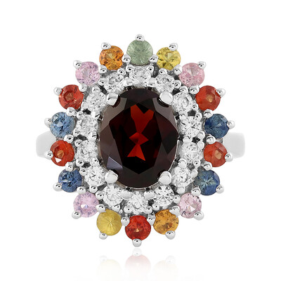 Anillo en plata con Granate de Mozambique