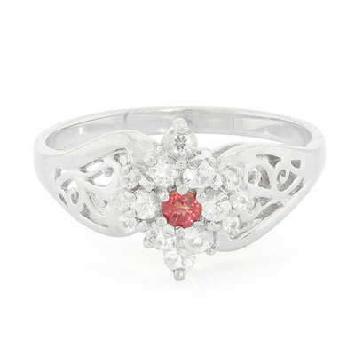 Anillo en plata con Rubí rojo atardecer