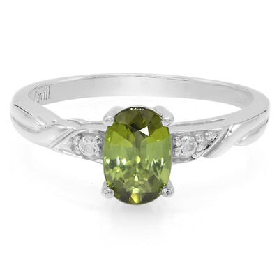 Anillo de hombre en plata con Turmalina cuprífera