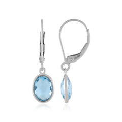 Pendientes en oro con Topacio azul suizo