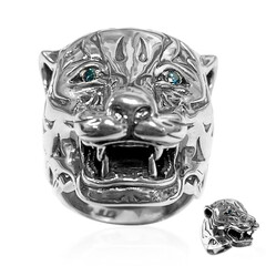 Anillo en plata con Diamante azul I2