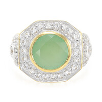 Anillo en plata con Calcedonia verde