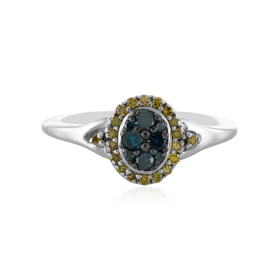 Anillo en plata con Diamante azul I1