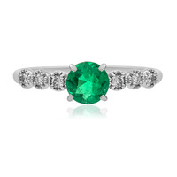 Anillo en platino con Esmeralda de Zambia AAA (CIRARI)