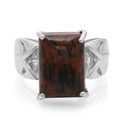 Anillo en plata con Obsidiana caoba