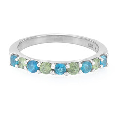 Anillo en plata con Apatita azul neón
