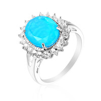 Anillo en plata con Ópalo azul Caribe