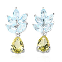 Pendientes en plata con Citrino de color limón