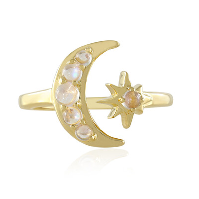 Anillo en plata con Piedra de Luna arcoíris
