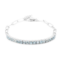 Brazalete en plata con Topacio azul cielo