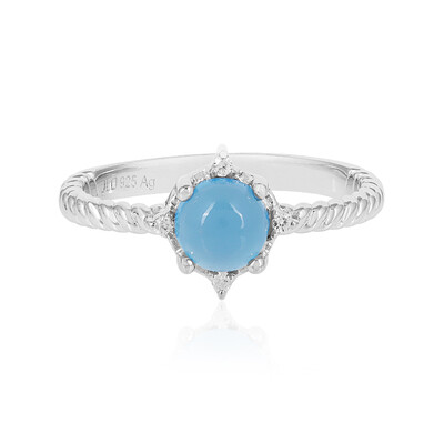 Anillo en plata con Calcedonia azul