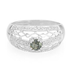 Anillo en plata con Zafiro de pavo real no calentado