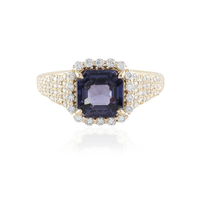 Anillo en oro con Espinela azul cobalto Luc Yen (AMAYANI)