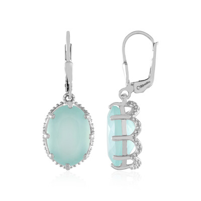 Pendientes en plata con Calcedonia agua