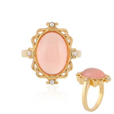 Anillo en plata con Calcedonia rosa