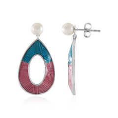 Pendientes en plata con Perla blanca Freshwater(Adela Silber)