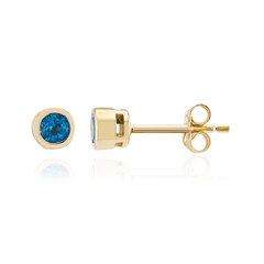 Pendientes en oro con Apatita azul neón