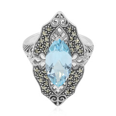 Anillo en plata con Topacio azul cielo