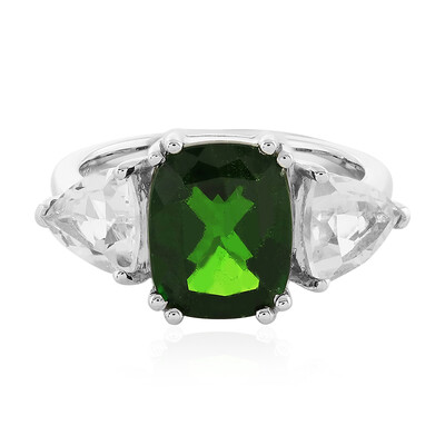 Anillo en plata con Diópsido de Rusia