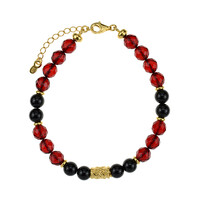 Brazalete en plata con Ámbar colombiano rojo