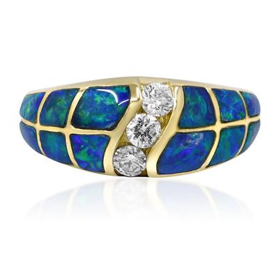 Anillo en oro con Ópalo negro de Lightning Ridge (CIRARI)