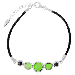Brazalete en plata con Ámbar colombiano verde
