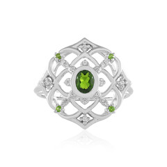 Anillo en plata con Diópsido de Rusia