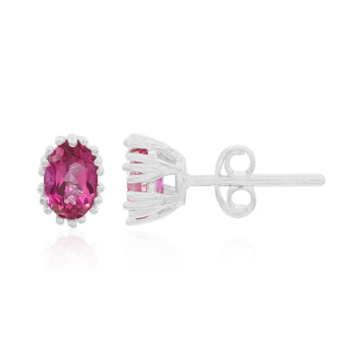 Pendientes en plata con Topacio rosa