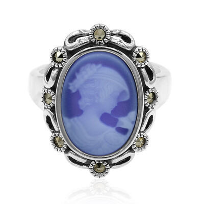 Anillo en plata con Ágata de lazo azul