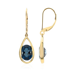 Pendientes en oro con Topacio azul de Londres