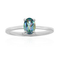 Anillo en plata con Topacio místico verde azulado