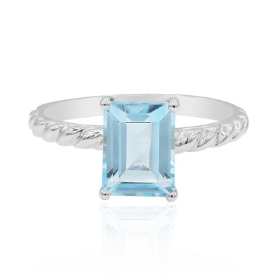 Anillo en plata con Topacio azul cielo