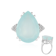 Anillo en plata con Calcedonia agua