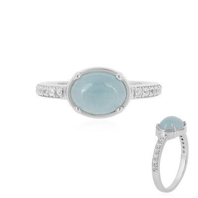Anillo en plata con Aguamarina
