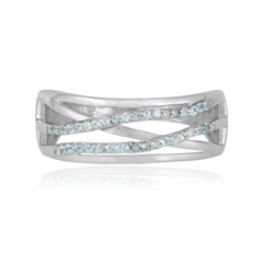 Anillo en plata con Topacio azul suizo