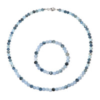 Set en plata con Aguamarina musgo
