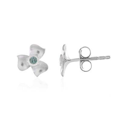 Pendientes en oro con Diamante azul I1