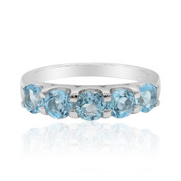 Anillo en plata con Topacio azul suizo