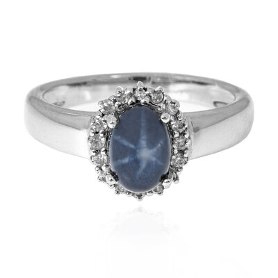 Anillo en plata con Zafiro estrella azul