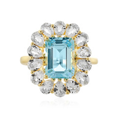 Anillo en plata con Topacio azul cielo