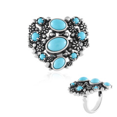 Anillo en plata con Turquesa bella durmiente (Desert Chic)