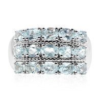 Anillo en plata con Topacio azul cielo